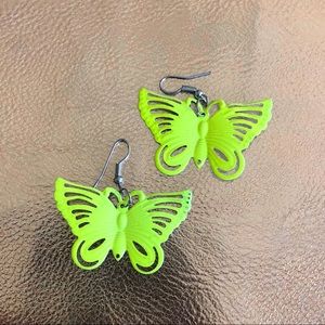 Neon Green Butterfly Mini Earrings 🦋